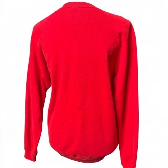 Vintage Jerzees L Red Sweatshirt Crochet Heart Doily Patch Made in USA Valentine - Picture 5 of 6